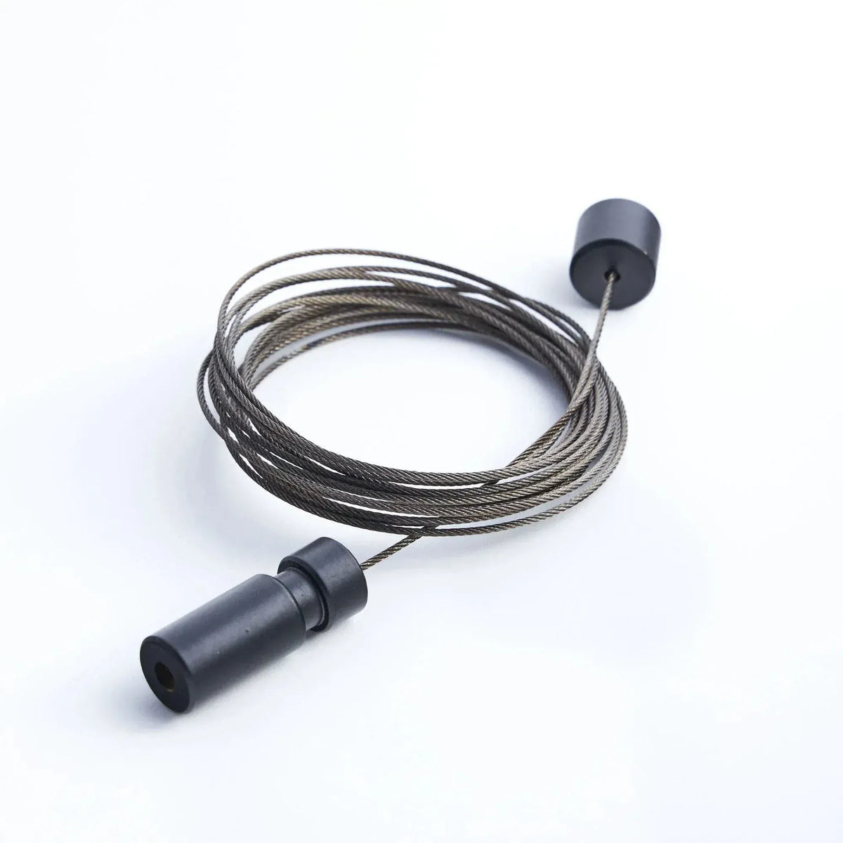 Blue Grouse 20-foot float cable with matte black end fittings, coiled