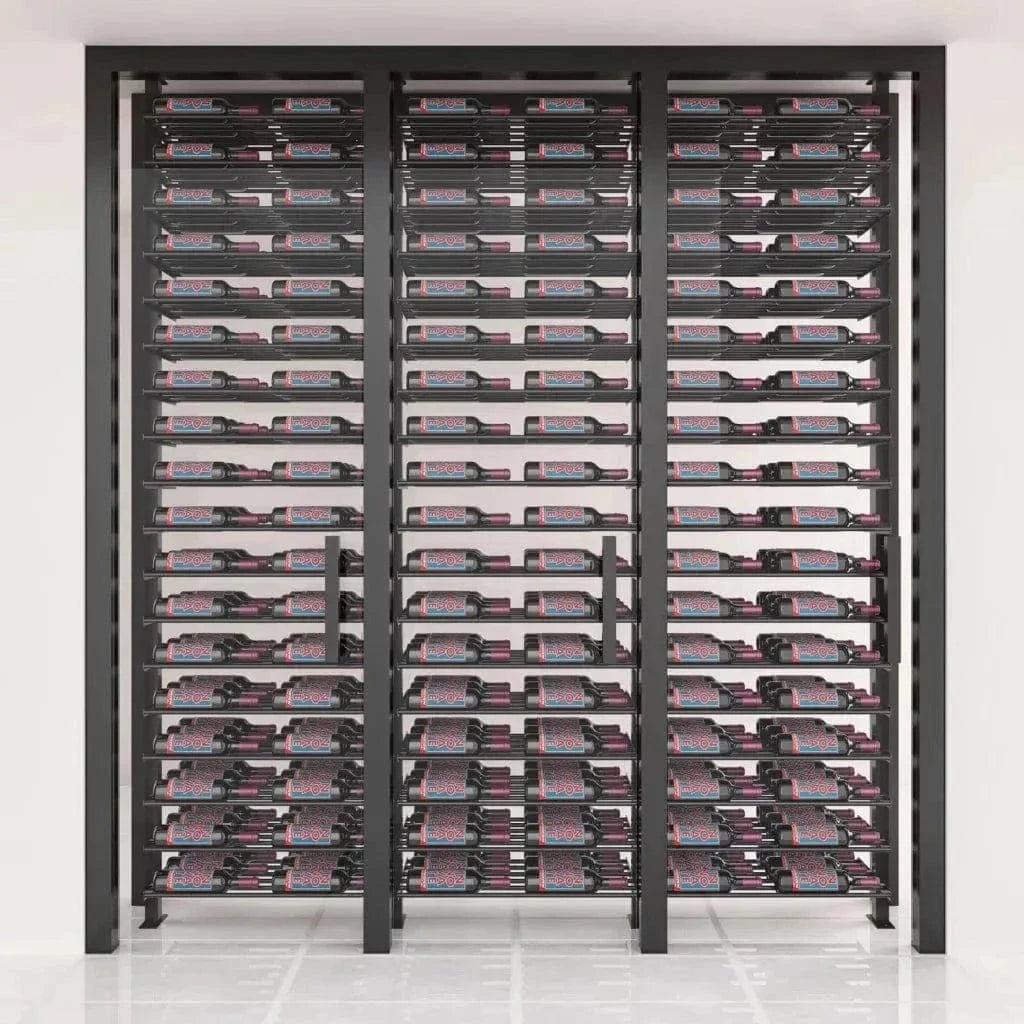 VintageView Evolution 108 Bottles Low Profile Ultra Slim Floor-to-Ceiling Wine Rack LP-FCP-KIT-2C-3-K