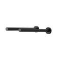Pair of matte black cork-forward wine pegs mounted to a white wall