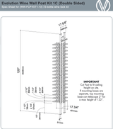 VintageView 72 Bottles Double Sided Wine Wall Post Kit Floor-to-Ceiling Wine Rack WW-FCP-KIT-1C-13