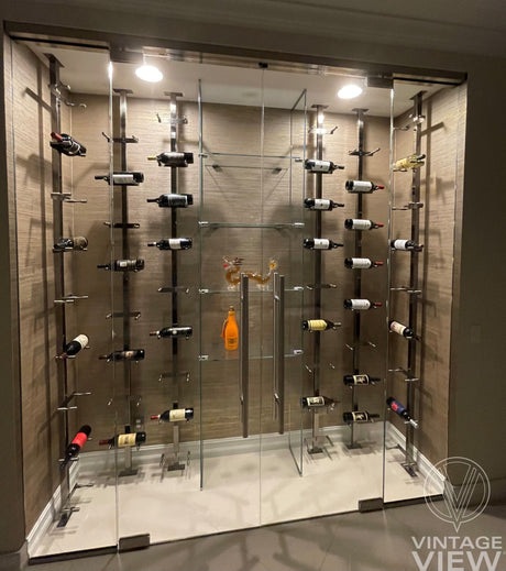 VintageView Vino Series Pins 40 bottles Floating Wine Rack Frame Kit,Single Sided Floor-to-Ceiling VP-FCP-KIT-2