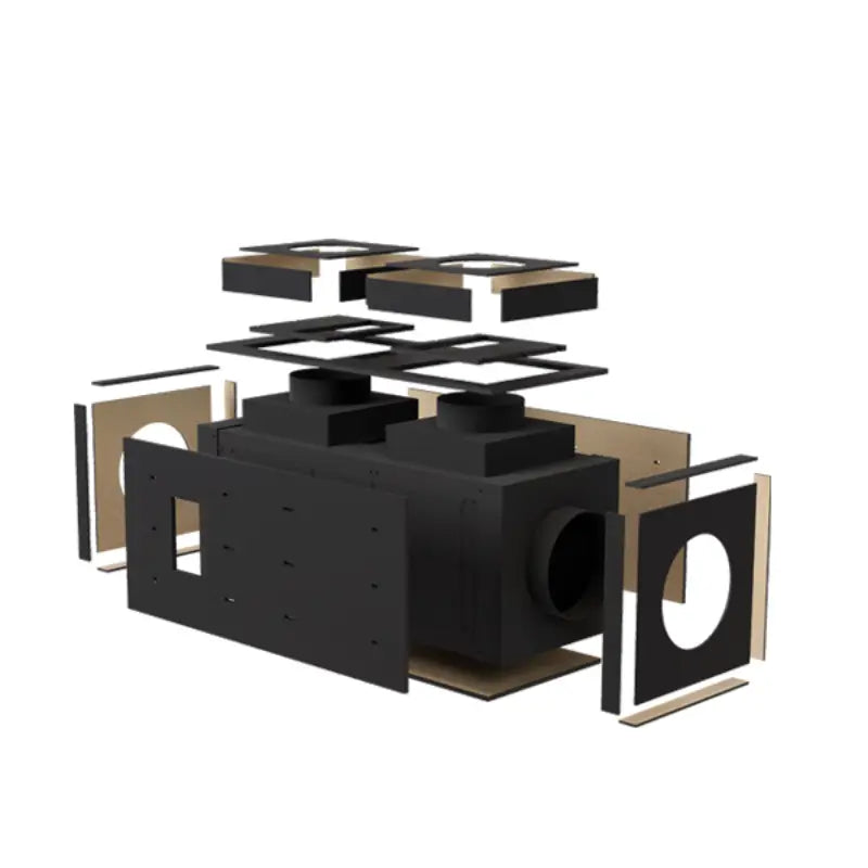 Exploded view of the insulation kit around a ceiling-mount unit