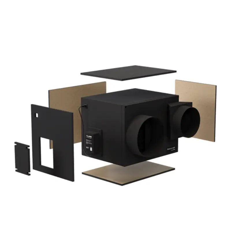 Exploded view of the insulation kit around a ducted Platinum Split unit