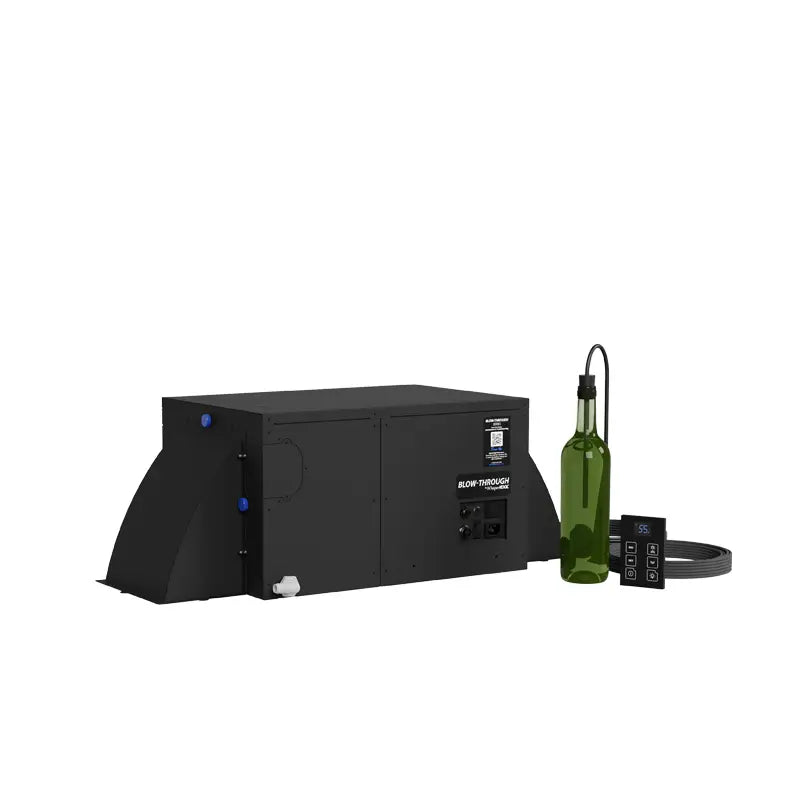 Mini Blow-Through evaporator fitted with curved deflectors, bottle probe and control beside it