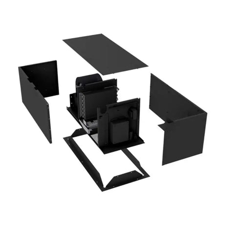 WhisperKOOL Mini Ceiling Mount evaporator exploded view: chassis with the coil and blower separated from its panels