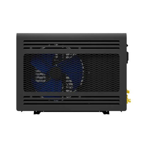 Outdoor condensing unit for the Platinum Split 8000, fan behind a mesh guard