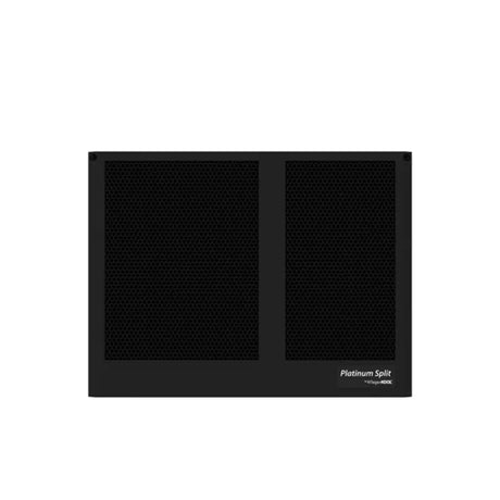 Platinum Split 8000 evaporator seen head-on, twin honeycomb intake panels and badge